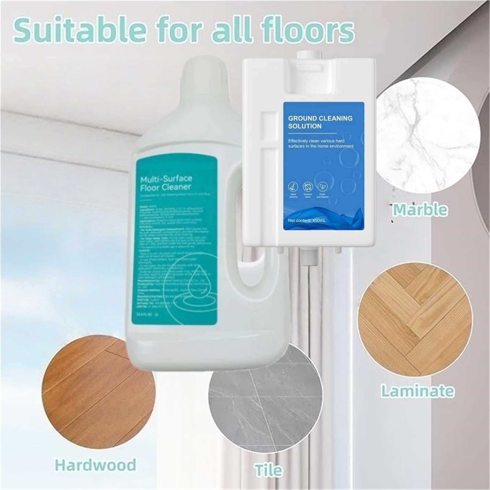 Solución de limpieza compatible con Dreame L20 Ultra, L30 Ultra, L10 Prime, L10s Pro Ultra y X10 Plus. Limpiador de pisos líquido.(4pcs)