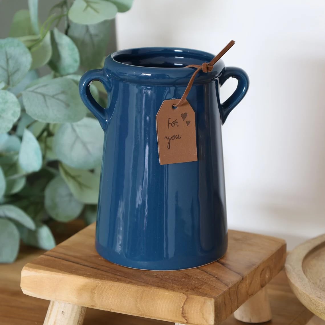 Fyne-Finds Small Teal Vase Blue Yellow Teal Utensils Holder Plant Pots Planters Home Decor Gifts Vases Flowers Display Holders (Small Teal Vase)