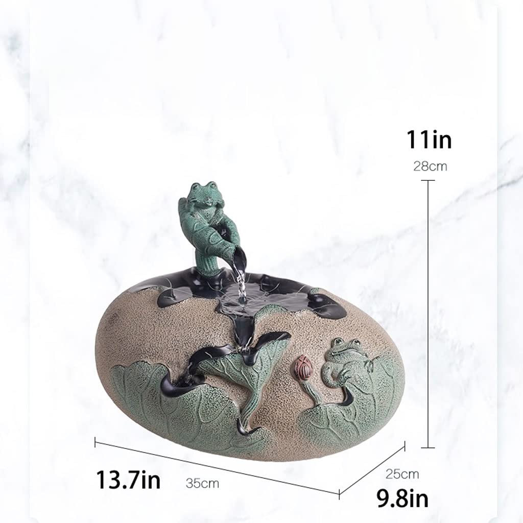 Fuente de Mesa Decorativa para Interior, Fuente de Agua con Cascada, de Piedra, diseño de Loto, Zen Estilo Oriental, decoración para salón, Dormitorio, Oficina, 35 x 25 x 28 cm