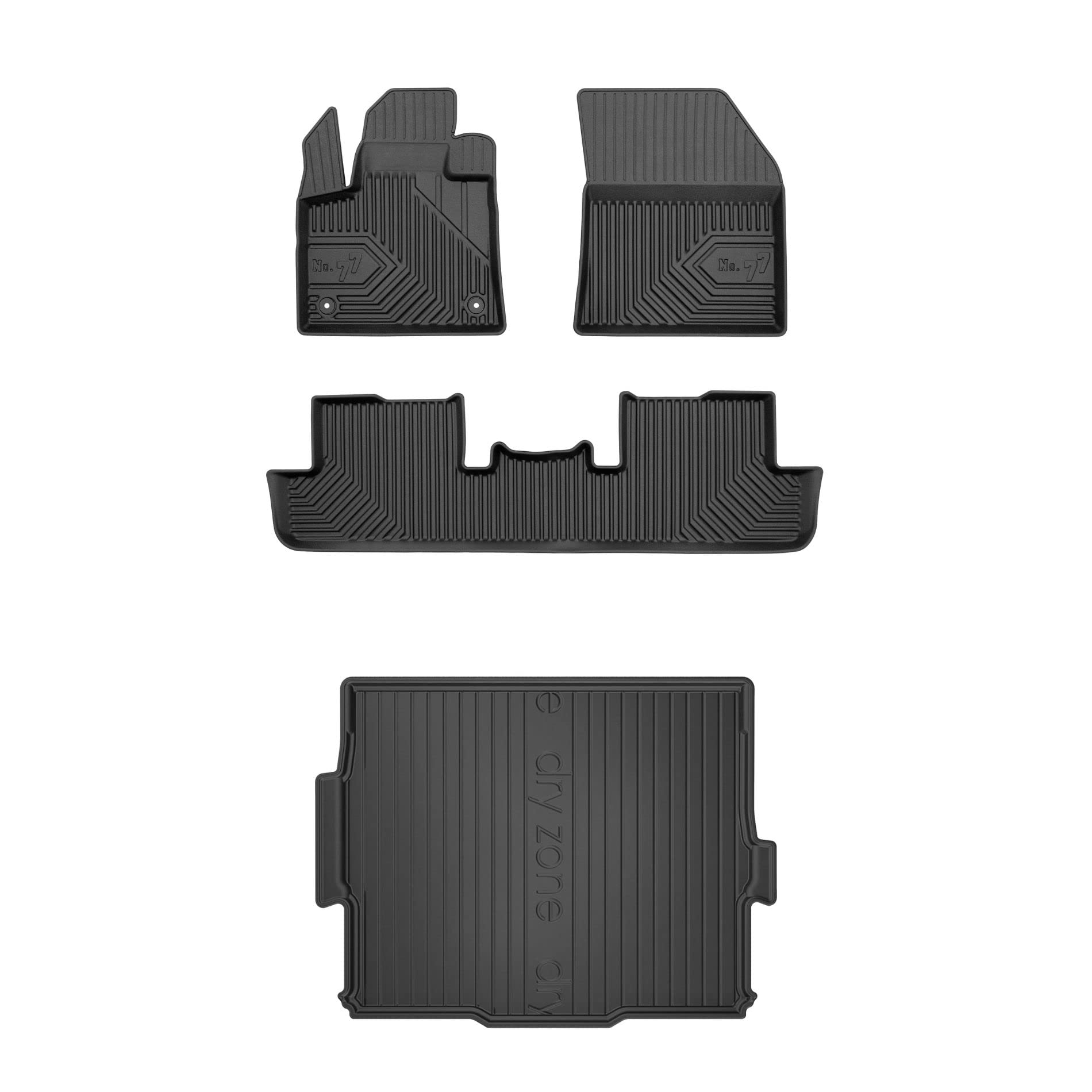 FROGUM Un Juego de Alfombrillas de Goma para Coche y cubeta Maletero exclusivas Alfombras para Peugeot 3008 II 2016-2024 | Borde Alto | para Todo el año | Al tamaño