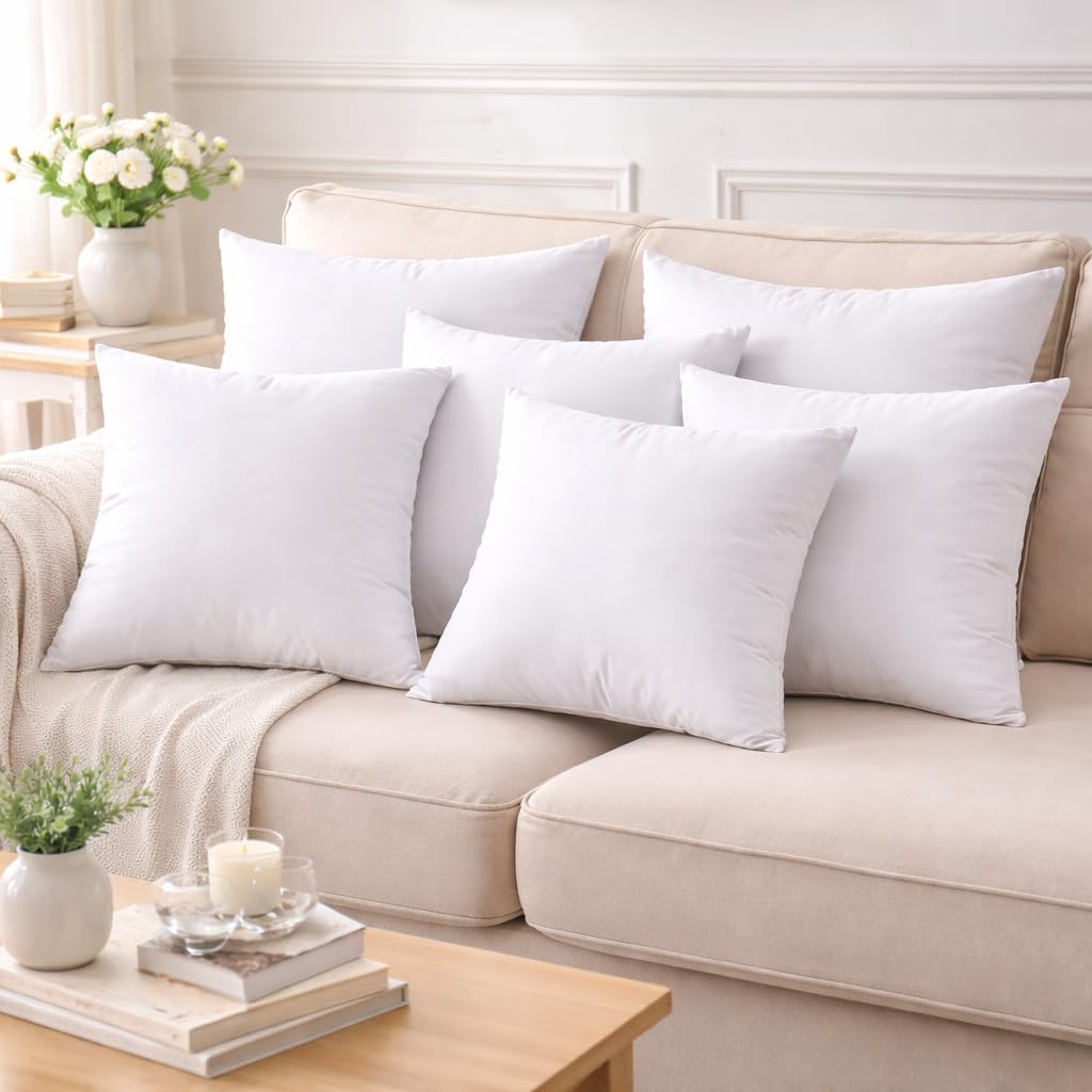 Premium 18 x 18 Throw Pillow Inserts, Set of 4 Hypoallergenic Square Form Decorative Pillows for Sofa Couch Bed and Chair 18 inches - Image 4