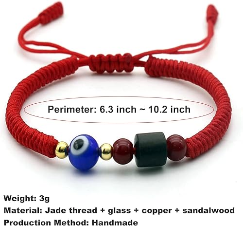 Miniatura 4 de Pulseras hechas a mano contra el mal de ojo, pulsera de cuerda roja ajustable con protección de la suerte de cábala, pulseras a juego para parejas