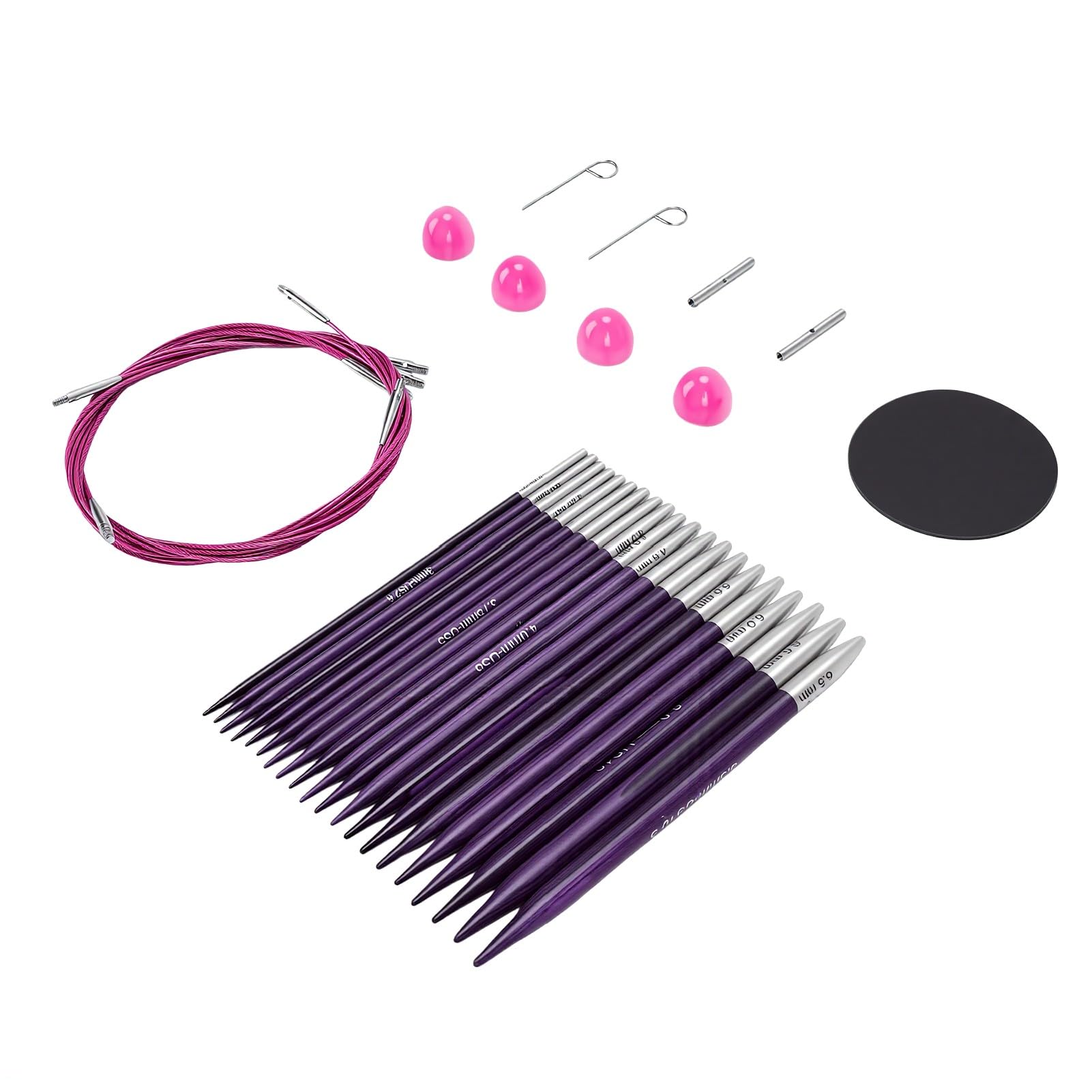 Fdit Okrągłe Druty na Żyłce, 10 Par 3.0-6.5mm
