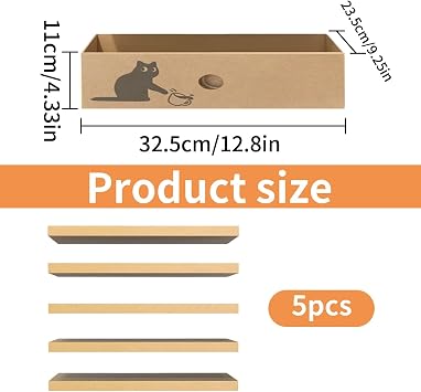 5 Pcs Cat Scratching Board with Box Reversible Scratch Pad | Corrugated Scratching Lounge for Indoor Kitty to Rest Play, 5 in 1 Cat Scratching Pad