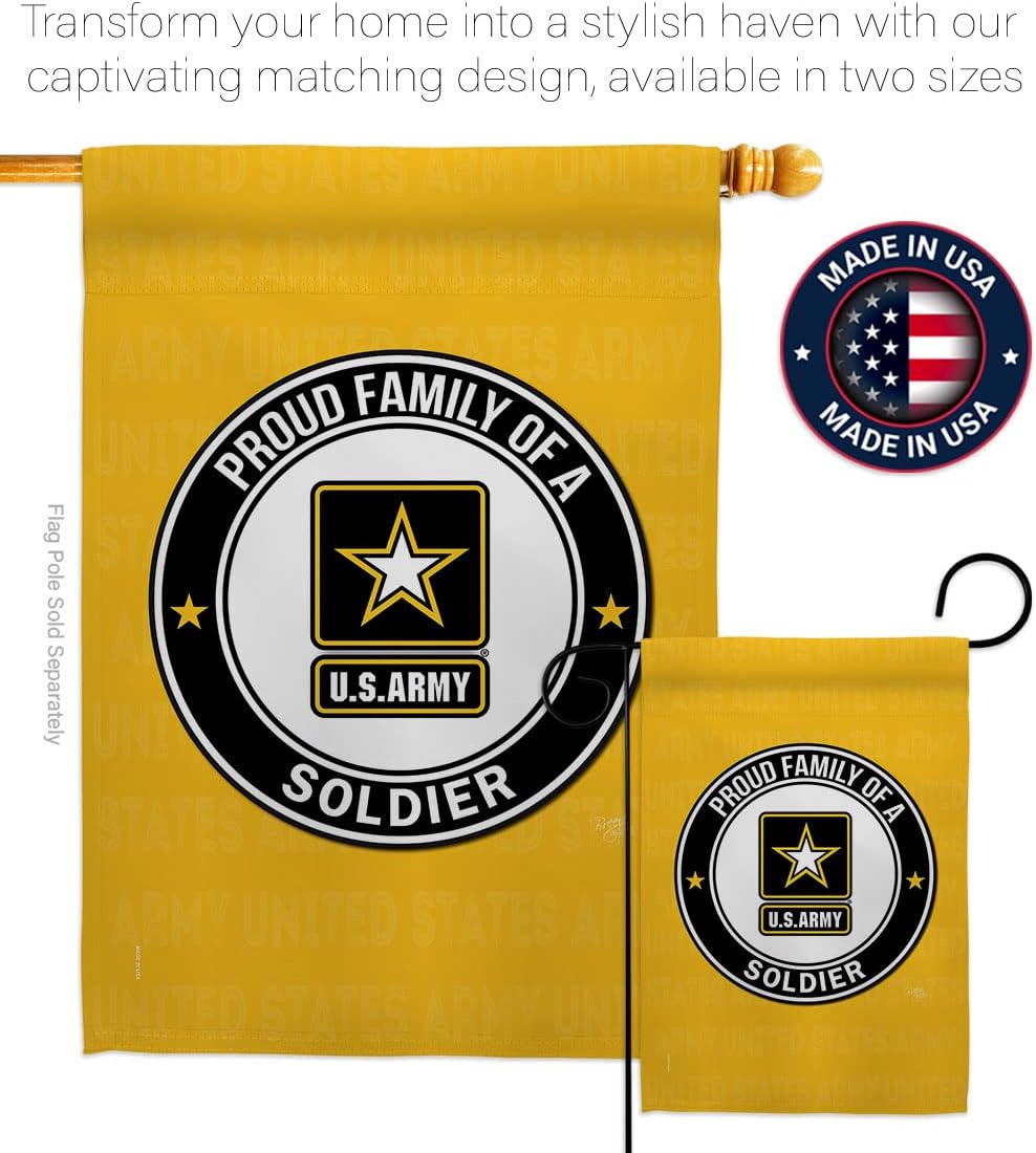 Proud Family Soldier House Flag - Armed Forces Army Rangers United State American Military Veteran Retire Official - Decoration Banner Small Garden Yard Gift Double-Sided Made In USA 28 X 40