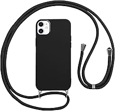 Vauki Case for iPhone 12/iPhone 12 Pro with Cord, Soft Silicone Shockproof Case Cover with Necklace Shoulder Strap Chain Lanyard Phone Case Protective Cover for iPhone 12 Pro, Black