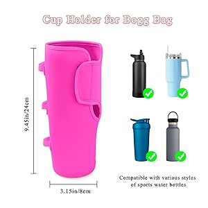 Bogg Bag Cup Holder for Stanley Cup Holder 40 oz Water Bottle Holder Adjustable Drink Organizer Accessories Compatible with All Bogg Bag and Simple Modern Beach Tote (Rose Red)