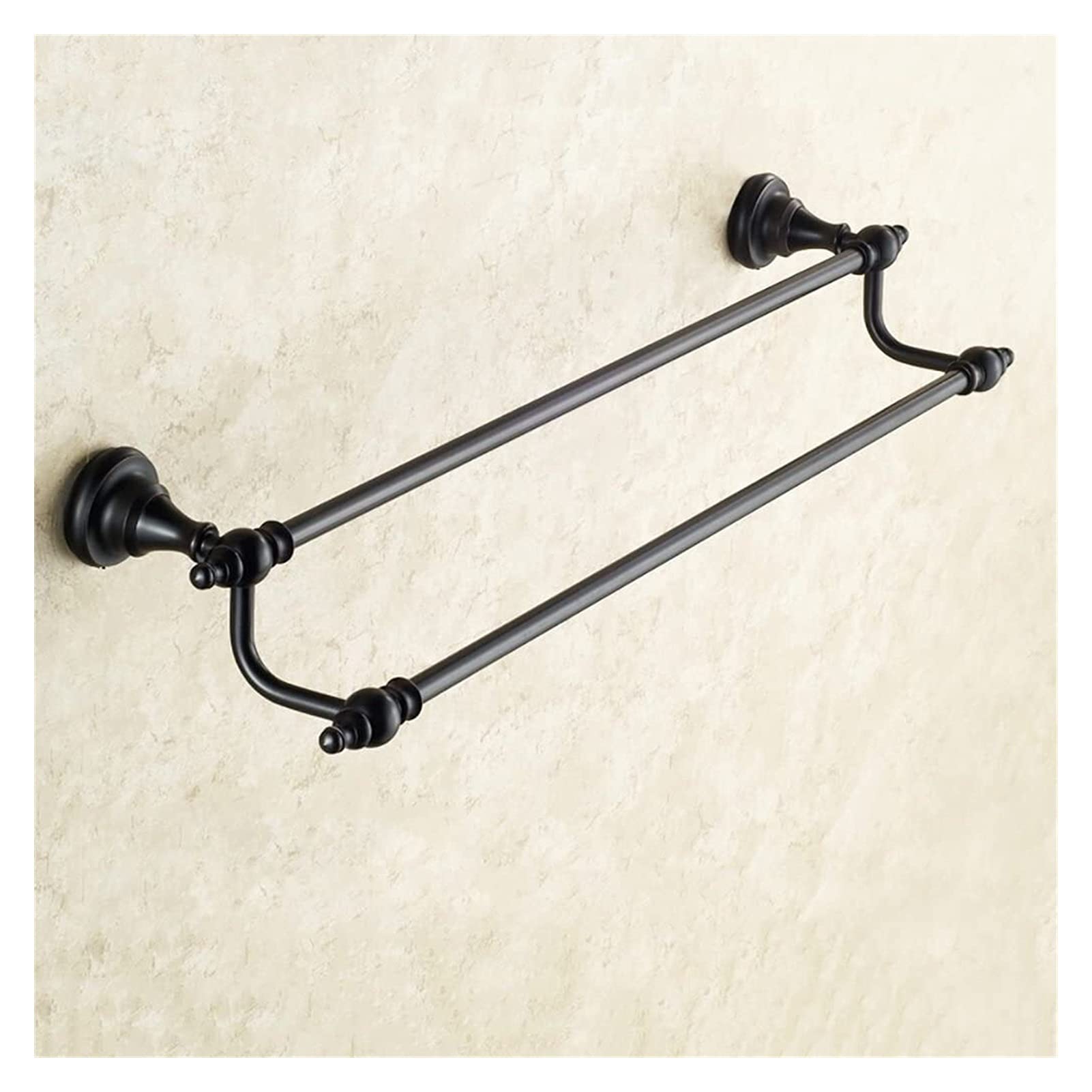 LMYSXAOZ LNNSHX Towel Rack Wall-mounted Brass Black Double Bar (various Sizes) (Size : 50cm) (60cm)