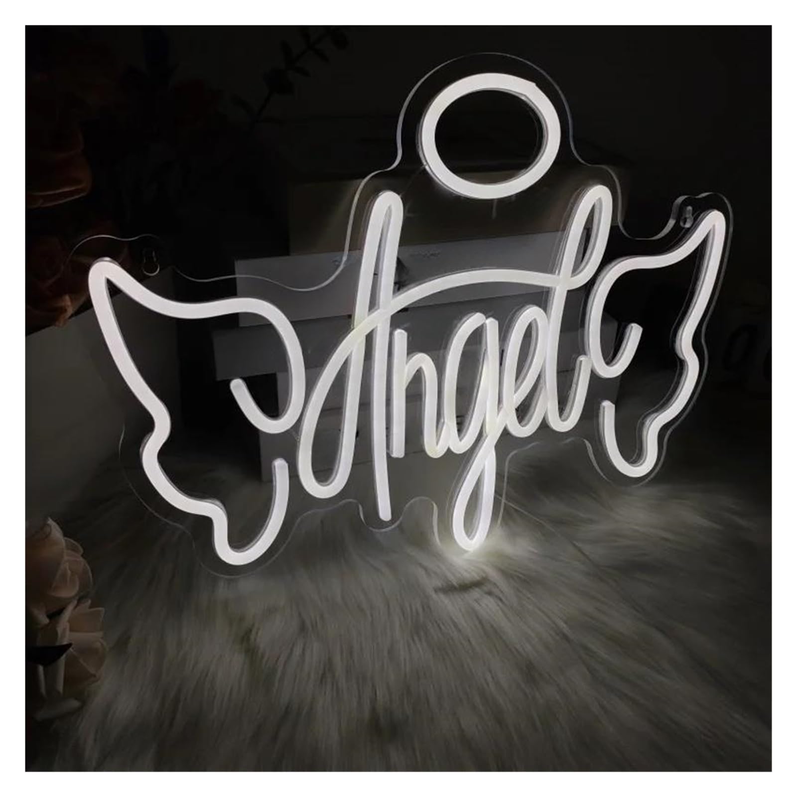 Hängende Kunst-Leuchtreklamen Engel-Neonschild, LED-Flügel, Neonlicht, USB-betrieben, Leuchtschilder Für Schlafzimmer, Party, Wanddekoration 40x30cm