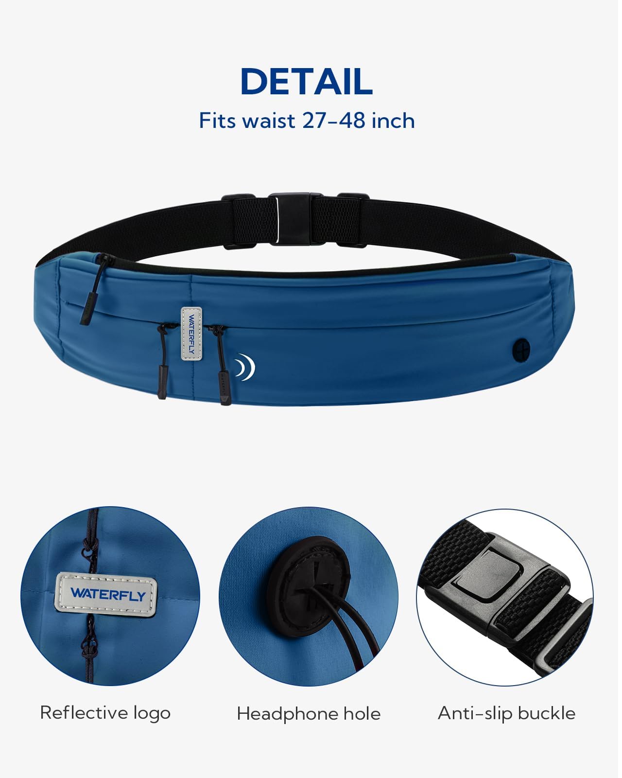 Waterfly Ultra cienki pas do biegania, Ciemnoniebieski, Azul, Pas do biegania | Mężczyźni i kobiety, nerka, maraton, jogging, ćwiczenia, fitness, lekki