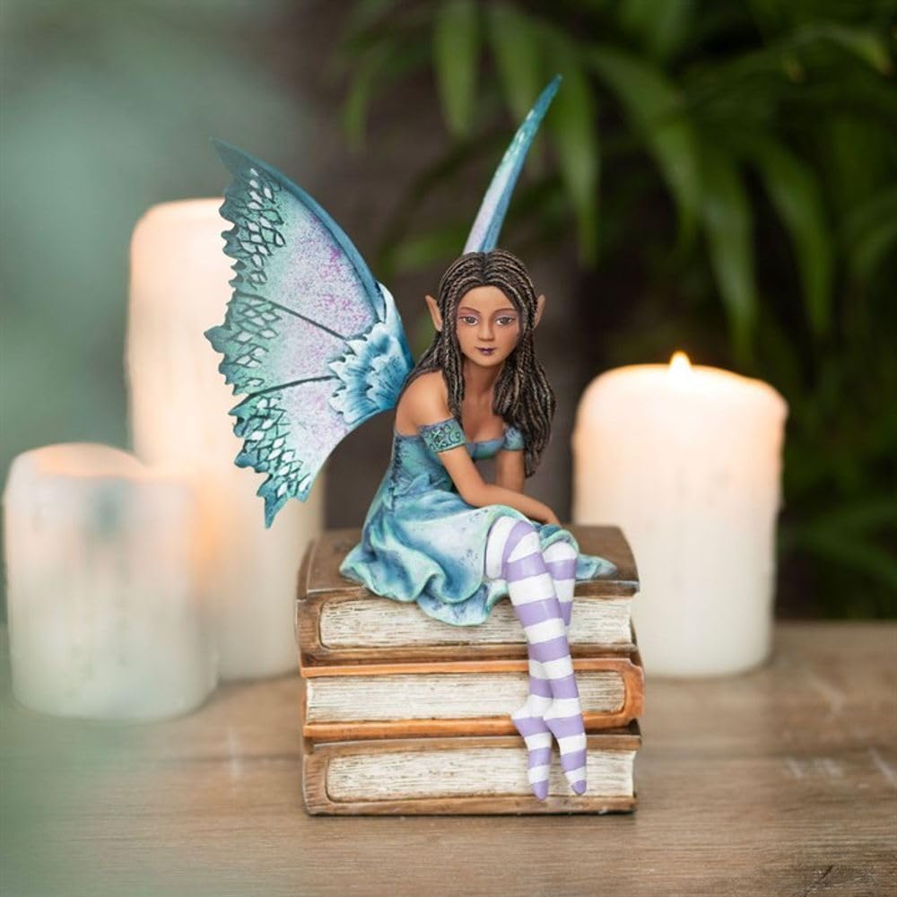 Something Different Wholesale Amy Brown - Statuetta di fata da collezione, arte fantasy da collezione, 19 cm, scultura a forma di fata, statua in resina viola e verde acqua, pezzo da esposizione dei