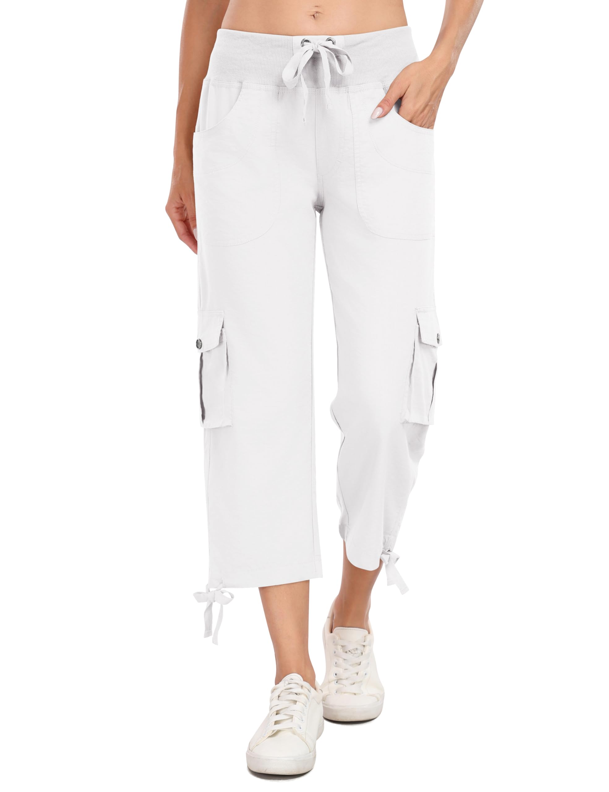 MoFiz Damen 3/4 Hose Sommer Cargohose Wanderhose Mode Caprihose Atmungsaktiv Jogginghose Reisehose Outdoorhose mit 6 Taschen