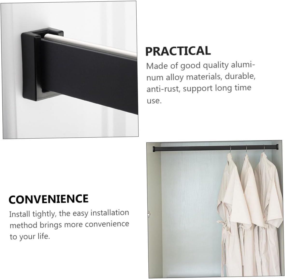 10pcs Closet Pole Brackets Rust Resistant Wardrobe Rod Holders Thickened Aluminum Alloy Clothes Rail Supports for Closet Laundry Storage