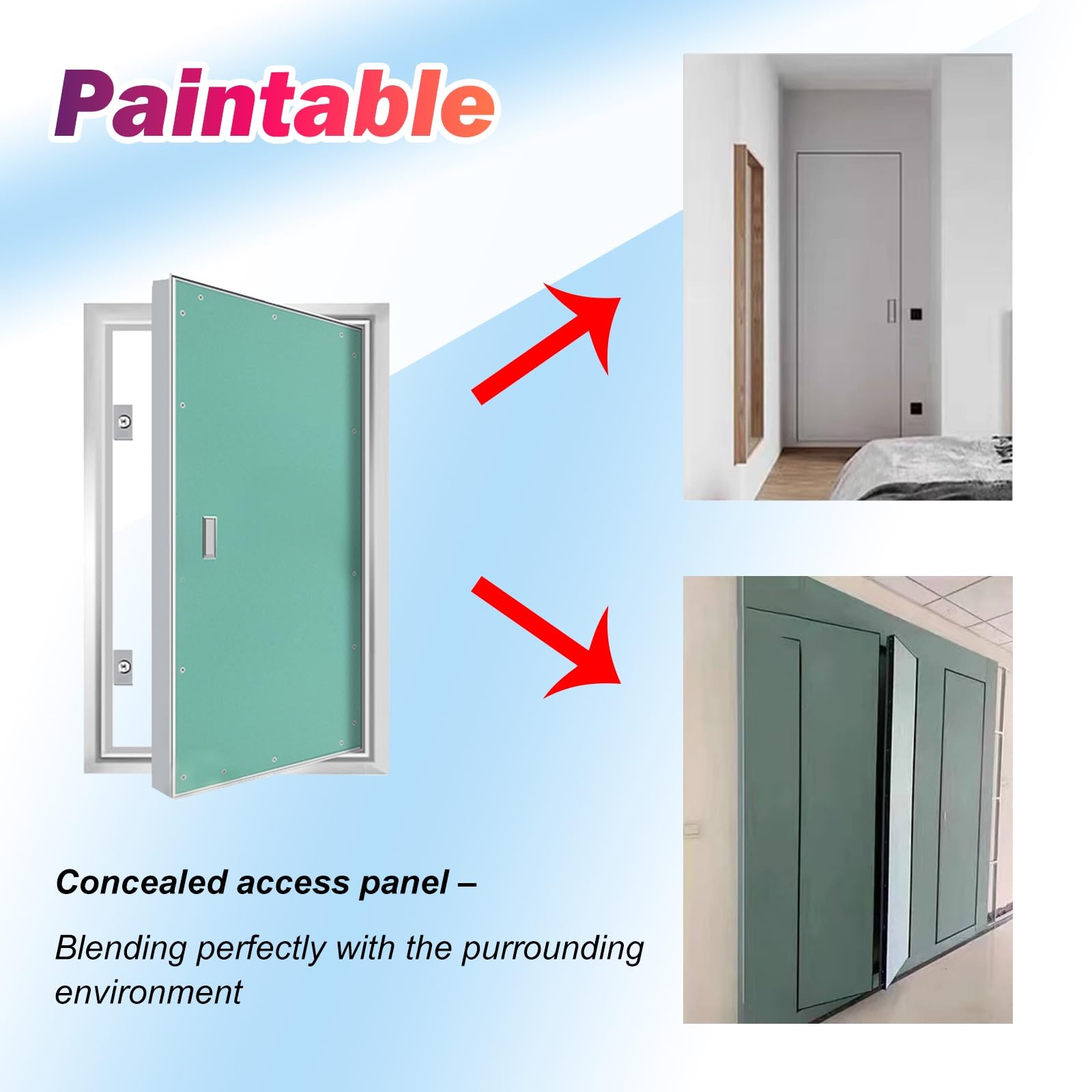 Genérico Trampilla Pladur Panel De Acceso para Pladur Pintable 30x50 40x60 60x100 80x130, Apertura por Empuje - Trampilla De Servicio Empotrada para Baños, Edificios De Oficinas(60x100cm)
