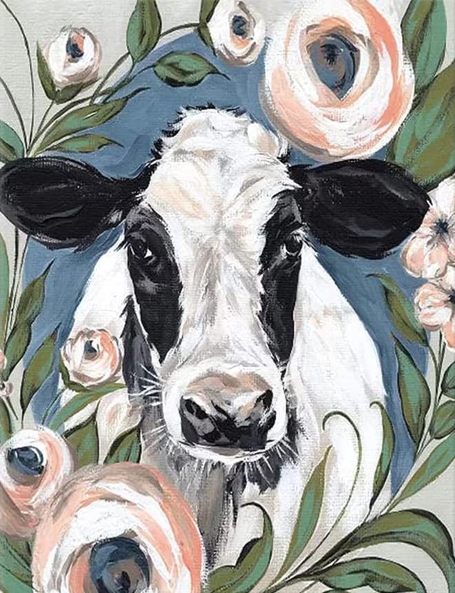 Photo 1 of 5 PACK Hlison Paint by Number for Adults, Easy Cow Paint by Numbers, DIY Kids Adult Paint by Numbers for Beginner, Gift Home Wall Decor 16x20 Inch QOP-11 Paint by Number Kits