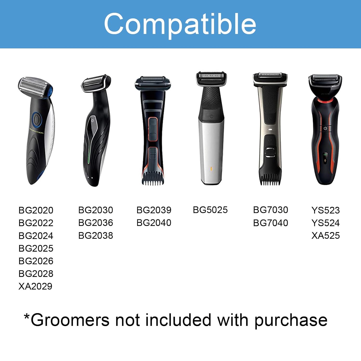 BG2000 Replacement Head for Philips Bodygroom 7000 Series (BG7040/42), Bodygroom 5000 blades Compatible With Philips Norelco Bodygroom 5000(BG5025/24), 3-pieces pack