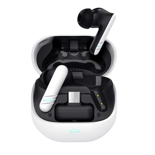 GXTrust 409 Oxxie In Ear Gaming Kopfhörer Kabellos Bluetooth PS5 Switch PC Mobile, Kabelloser Gaming-Ohrhörer Bluetooth oder USB-C Empfänger, 4 ENC Mikrofonen, 40 Stunden Akkulaufzeit, Weiß