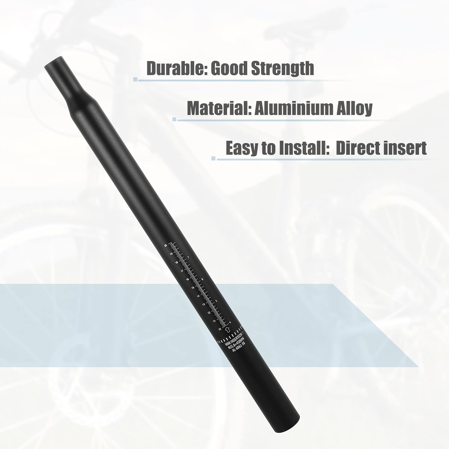X AUTOHAUX Bicycle Seat Post Aluminum Alloy Seat Tube with Scale Mark Black Universal for MTB Mountain Bike