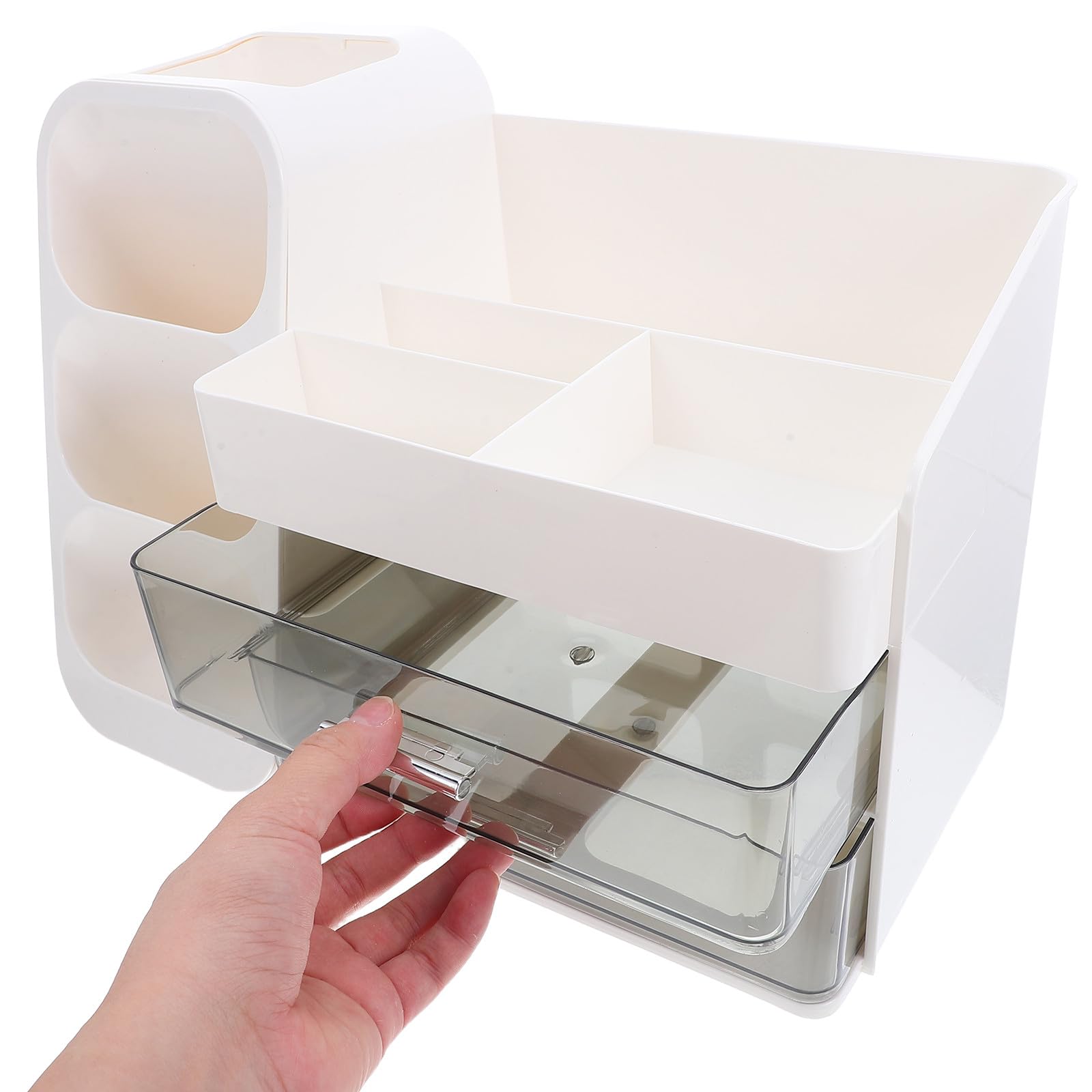SOLUSTRE Organizer na kosmetyki do makijażu, blat z szufladami, organizer na biżuterię do pielęgnacji skóry, na kolczyki, gablota na kosmetyki, przechowywanie kosmetyków do sypialni i łazienki
