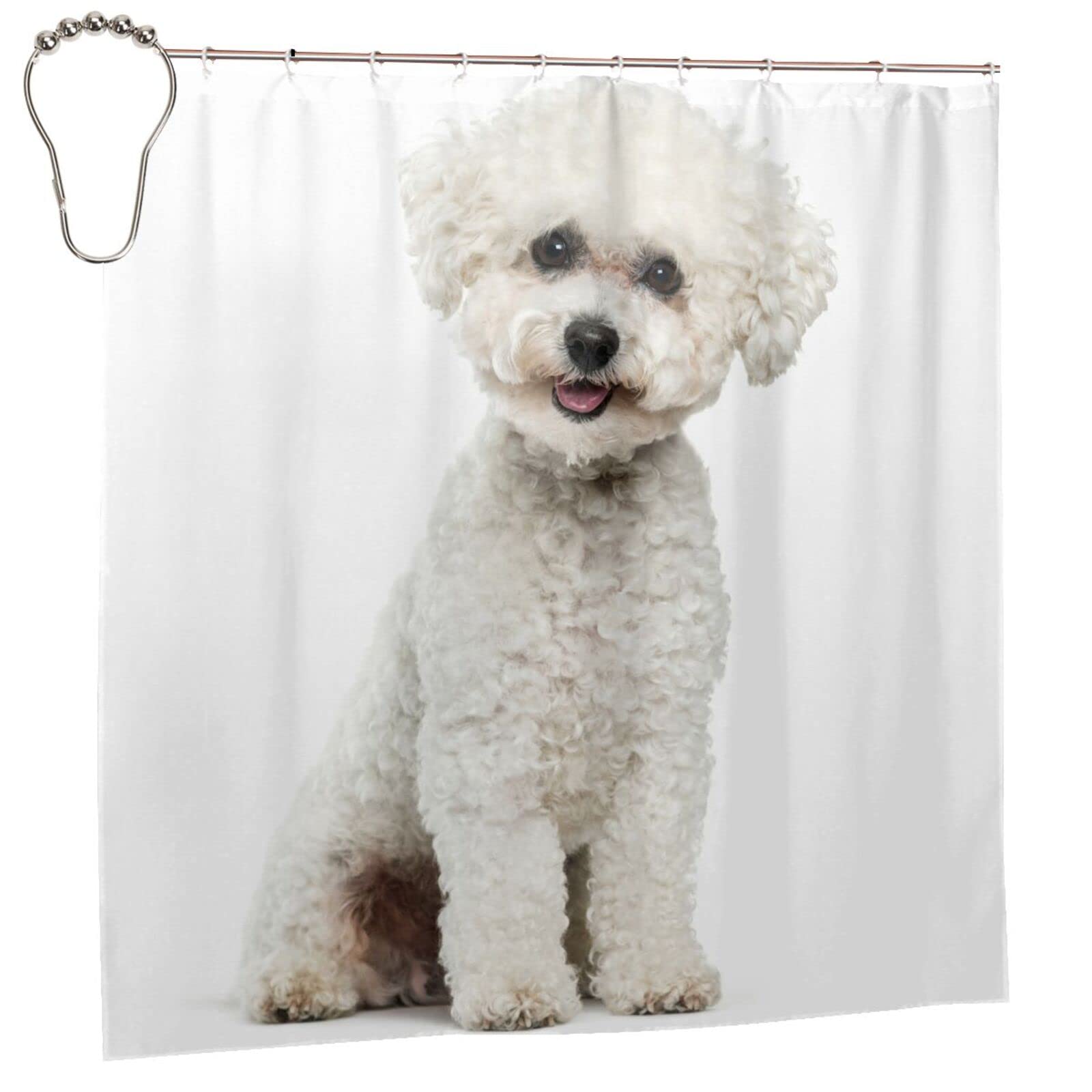Amazon｜ビションフリーゼ犬 ベーシック シャワーカーテン 183×183cm