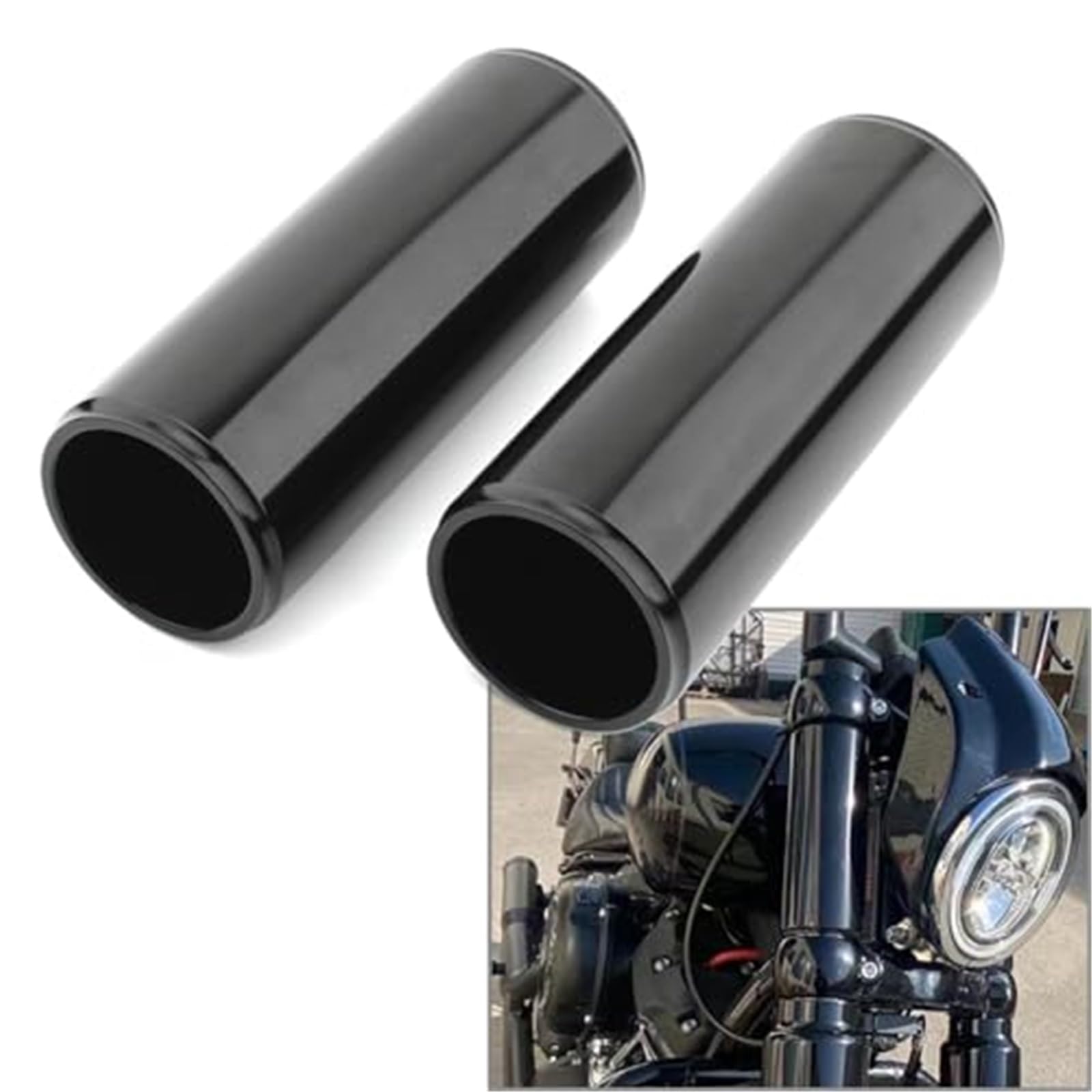 158mm Aluminiowa Przednia Górna, Osłona Suwaka Rury Widelca Amortyzatora Amortyzatora Czarny, do Harleya, DAVIDSON Street Bob 18-24 Motocykl Osłona przeciwpyłowa przedniego widelca