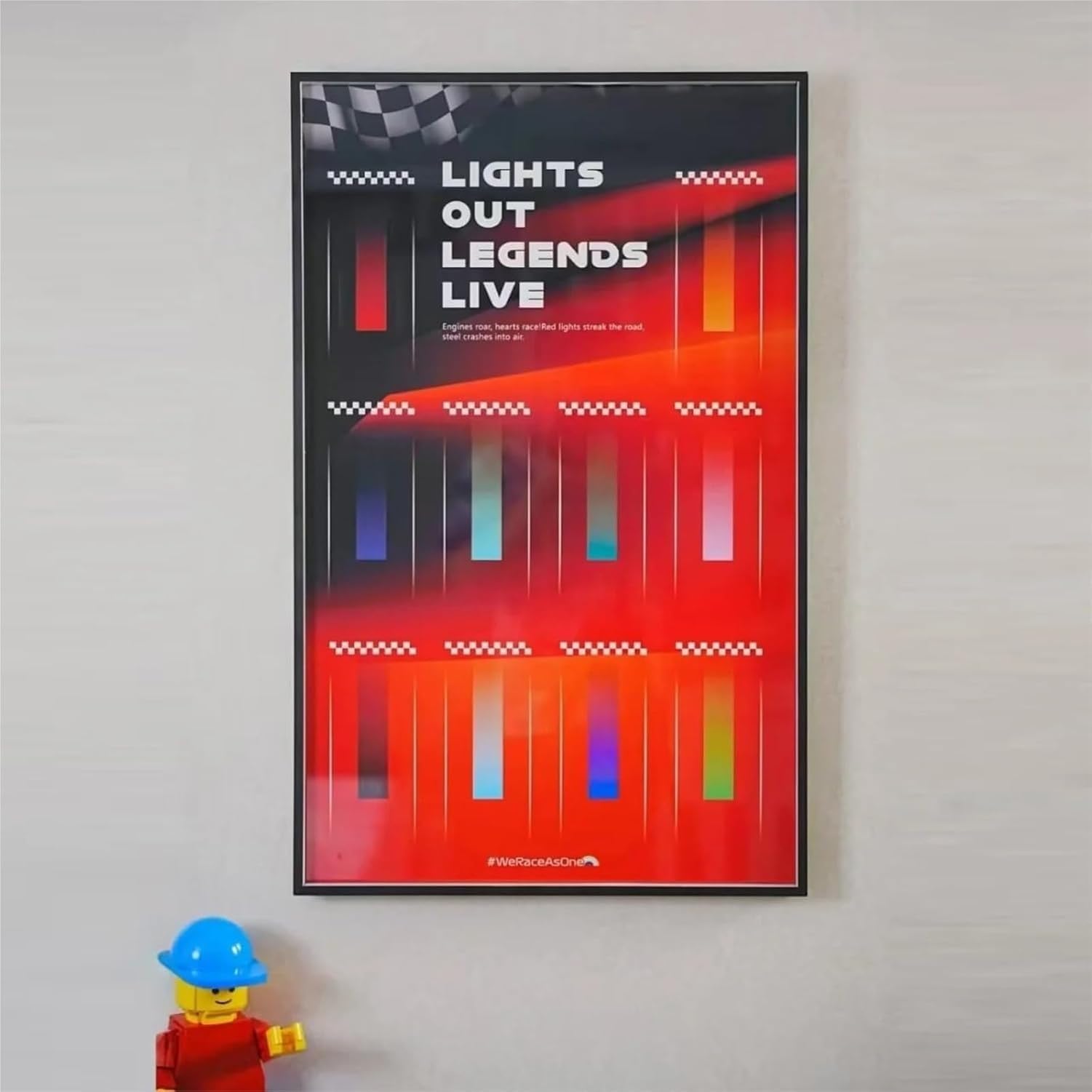 WOMGKDA Wall Storage Display for Lego Speed Champions F1 Racing Cars Set 77242-77251 50x80cm, Clear Shelf for Hobby Room with 10 Spaces for Collection Showcase for 8 St, With USB LED Light