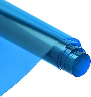 MECCANIXITY Window Film, Glass Sun Blocking, Heat Control Self Adhesive Blue Window Tint, 6.6x1.64ft for Home Office