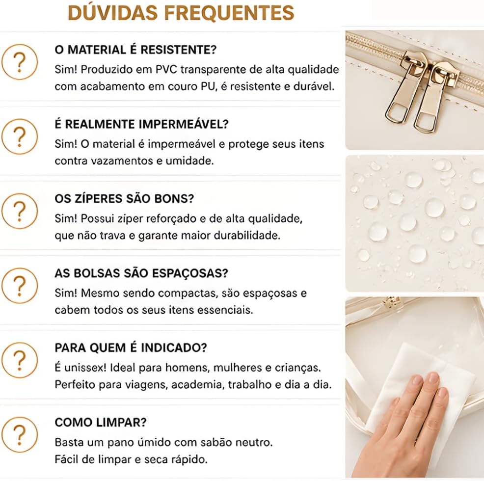Necessaire Kit 3 em 1 Bolsa de Viagem para Maquiagem e Higiene Pessoal Unissex Washbag Transparente – Grande Capacidade Organizador em PVC Impermeável Ideal para Academia, Mala, Mala de Mão (Branco) Necessaire Kit 3 em 1 Bolsa de Viagem para Maquiagem e Higiene Pessoal Unissex Washbag Transparente – Grande Capacidade Organizador em PVC Impermeável Ideal para Academia, Mala, Mala de Mão (Branco)