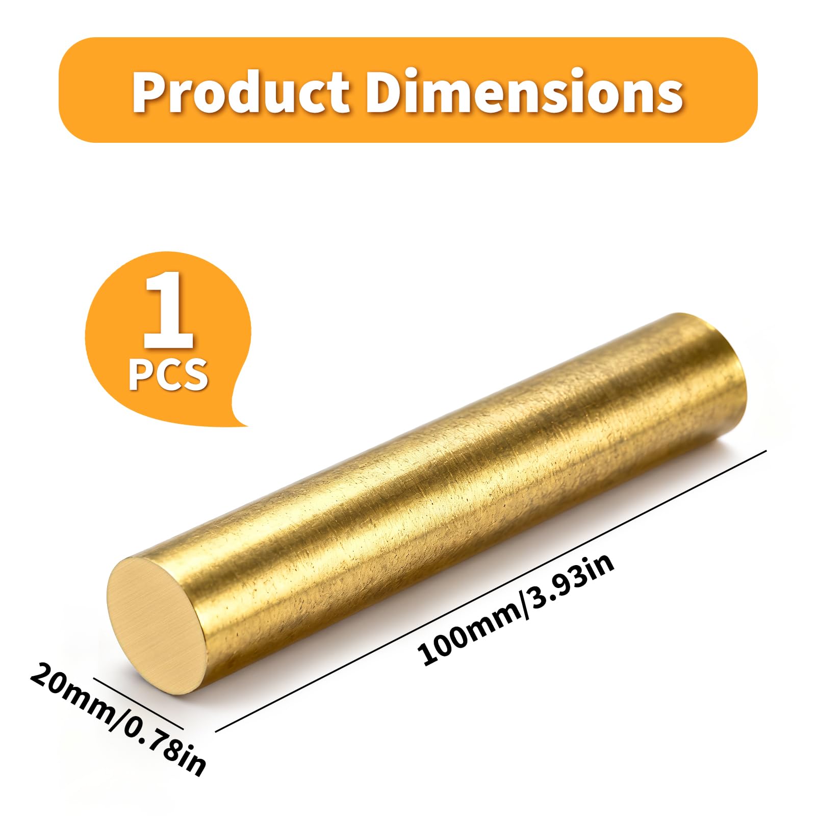 Asta Tonda in Ottone Ø20mm x 100mm Barra Ottone per Modellismo Architettura Ingegneria