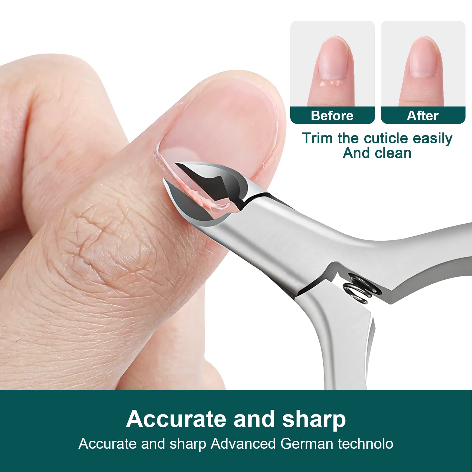 CGBE Cuticle Nipper, Cuticle Remover Professional Manicure and Pedicure Cuticle Remover Tools Stainless Steel Cuticle Clippers Black - Image 4
