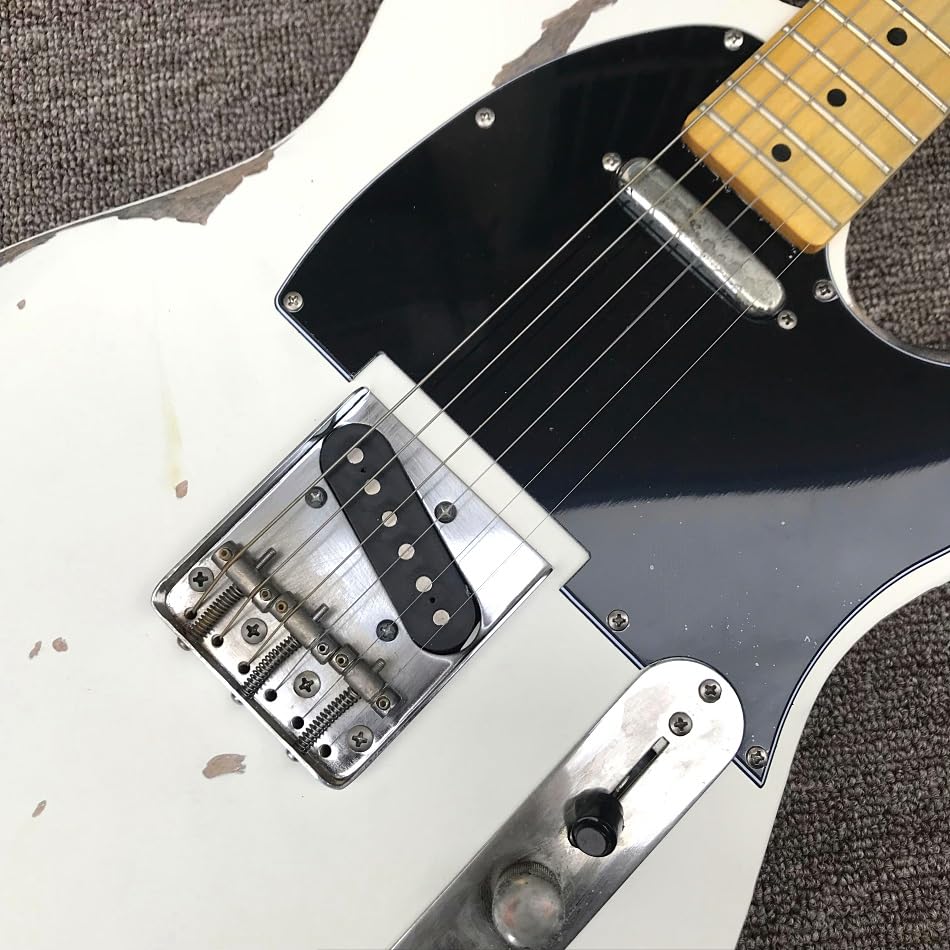 Chitarra elettrica bianca imitazione vecchia TEIE personalizzata con tastiera in acero e hardware cromato - Guitarra Electrica professionale