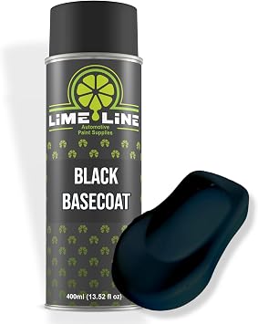 LiME LiNE Premium Automotive Basecoat Aerosol Spray Paint - Fast Drying - Custom Paint, Must Be Clearcoated Black Basecoat