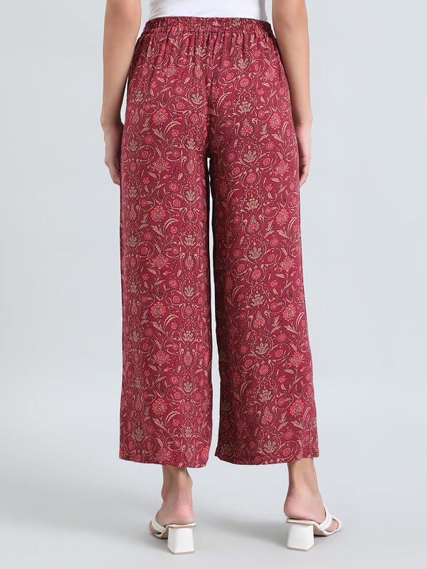 Image of GO COLORS Soft Viscose Printed Palazzo Full Length for Women| Breathable, Mid Rise