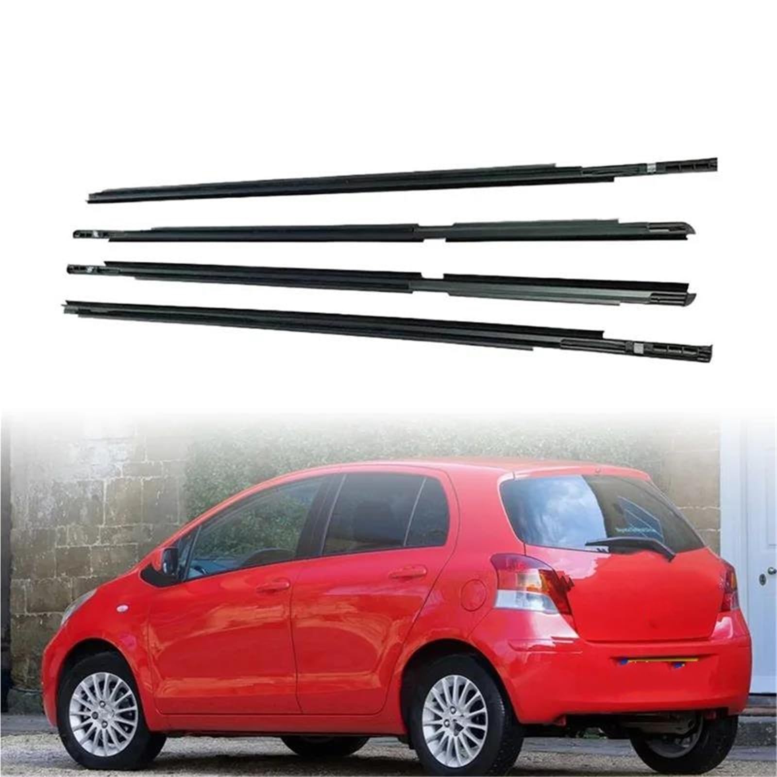 Junta de Goma 4 Uds Embellecedor De Goma Para Ventana Para Toyota Para Yaris Hatchback 2006-2013 Puertas Burlete Tiras Sellado Moldura Puerta 68210-0D100 Juntas para protección de bordes