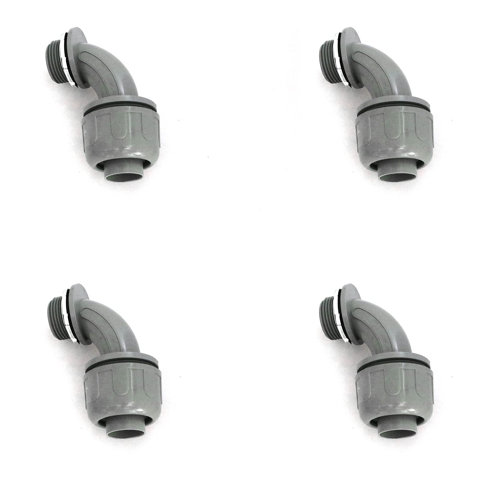 heyous 4pcs PVC Liquid Tight 90 Degree Connector 1/2" NPT Electrical Conduit Fittings, Gray
