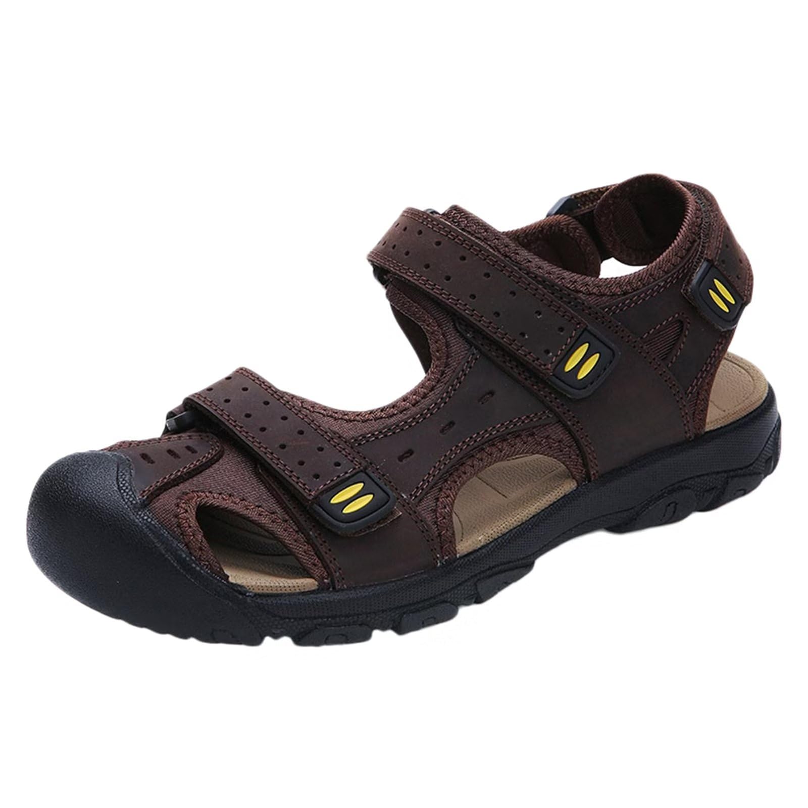 Sandali Sportivi Uomo Pelle Sandali Trekking Sandali Estivi Punta Chiusi Sandali All'aperto Spiaggia Pescatore Antiscivolo