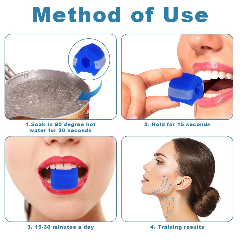 flintronic Jawline Exerciser, 6 Pezzi Allenatore Muscolare Della Mascella, Mascella Allenatore Esercizi, Chew Jawline Trainer, Doppio Mento e Collo Esercizio, Allenatore Viso per Uomini Donne