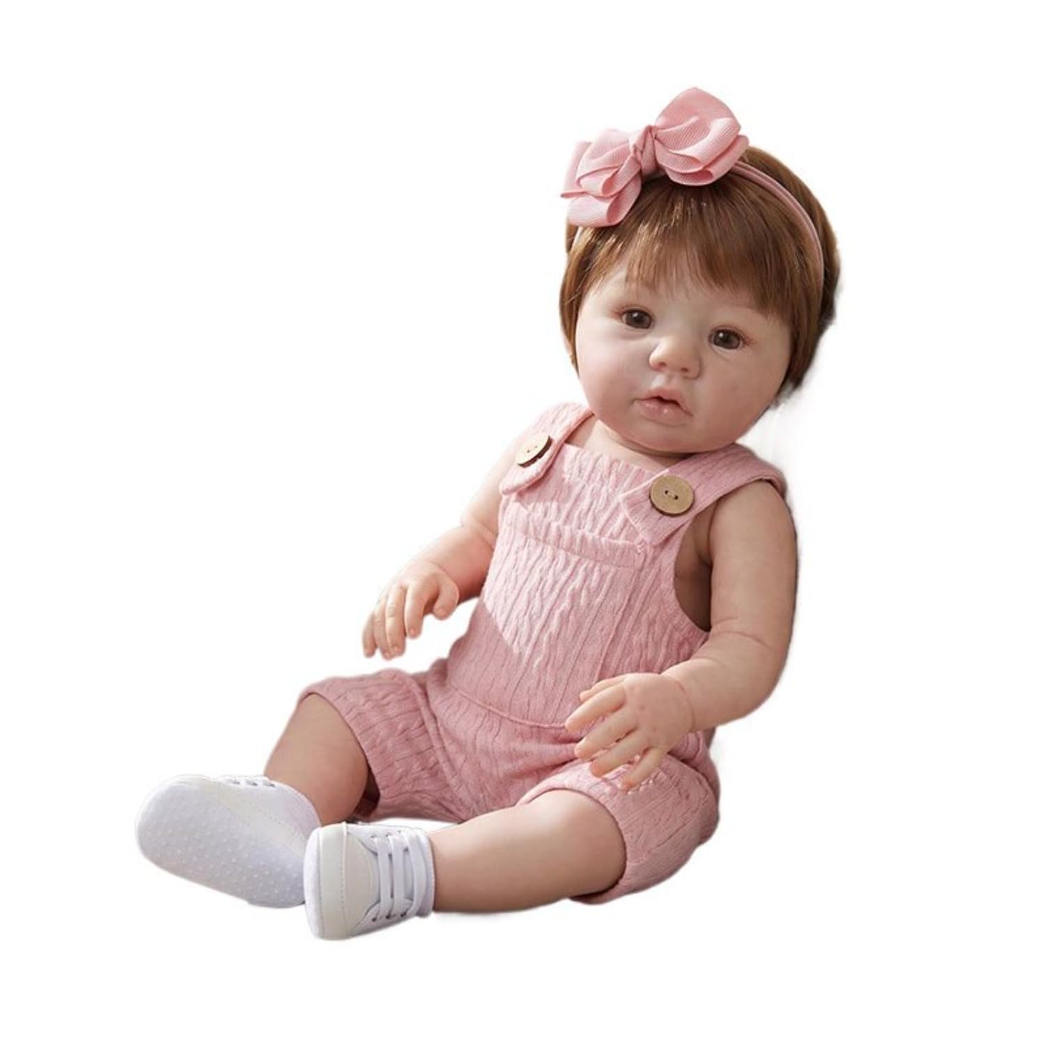 Lonian 18 Zoll 45 cm Reborn Puppen Mädchen mit Hand verwurzeltes Haar, Realistische Ganzkörper weiches Vinyl Neugeborenes Baby Real Life Reborn Kleinkind Mädchen Cuddle Toy Dolls (Rosa Kleidung)