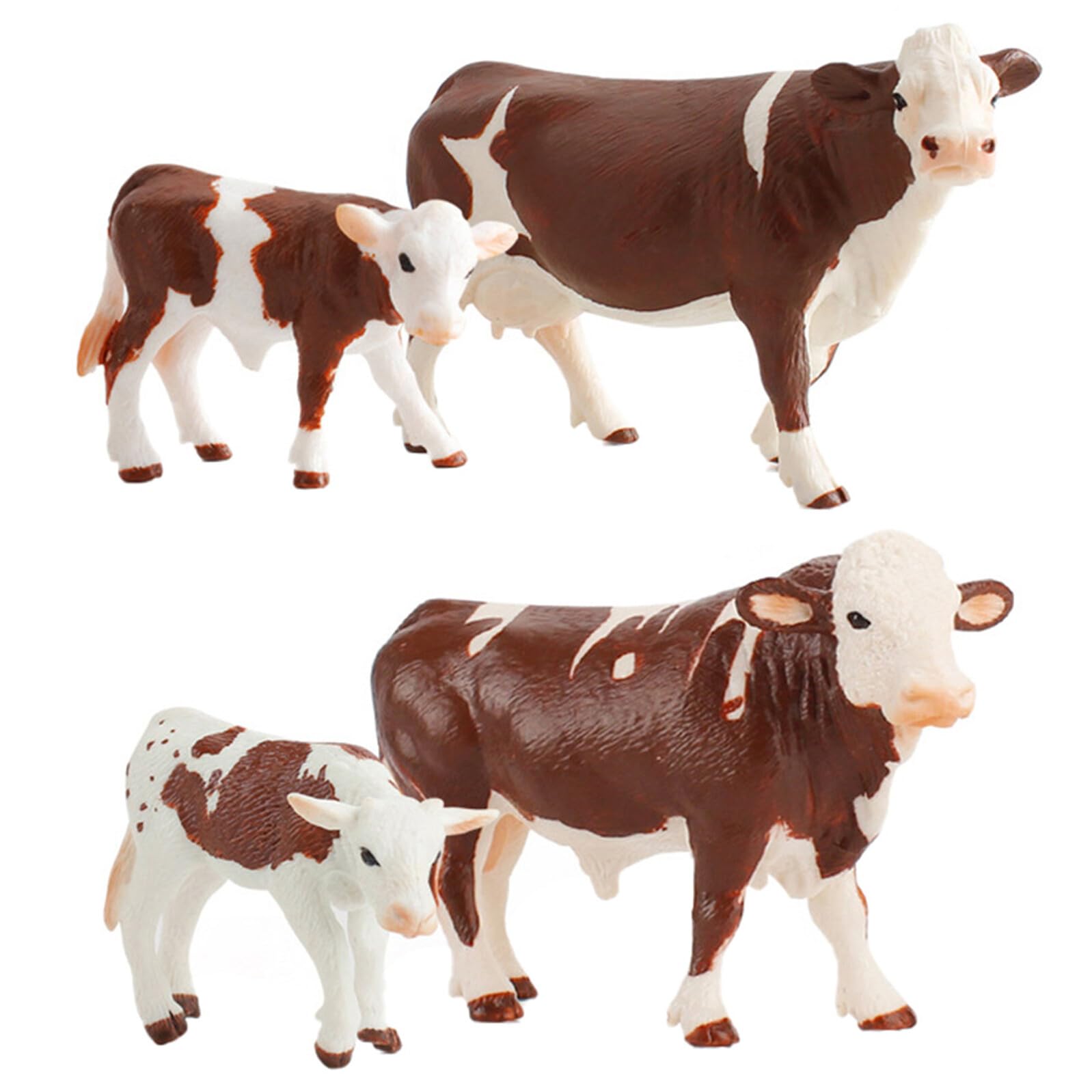 Abaodam Set di 4 Animali da Fattoria Simulati in PVC Bianco