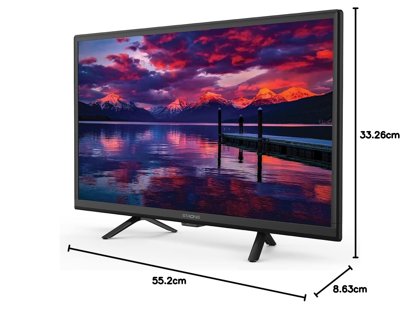 Strong HD TV 24 Inch SRT24HE4023 | portatile con alimentazione 12V, cavo incluso. 2 HDMI ports (1 ARC) + USB + Mini-AV + Antenna/Sat input.