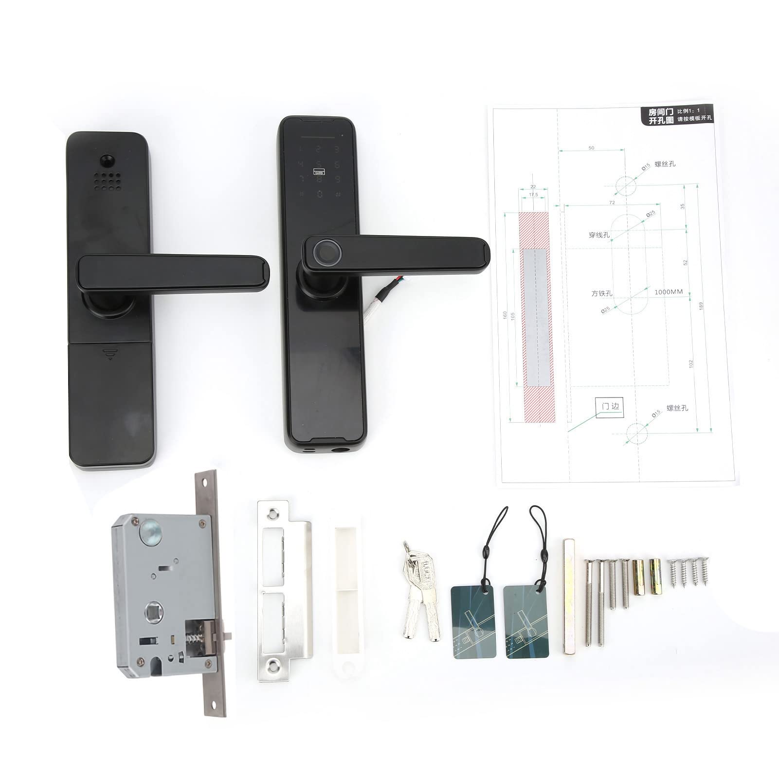 Cerradura de Puerta con Huella Dactilar, Volumen Ajustable, Diseño Flexible, Cerradura de Contraseña Inteligente Segura para Oficina, Apartamentos y Hogar