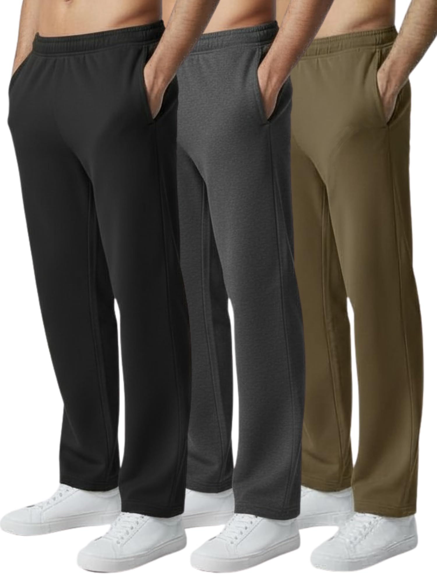 ultra performance 3 pack mens sweatpants, wide leg open bottom lounge sweat pants for men