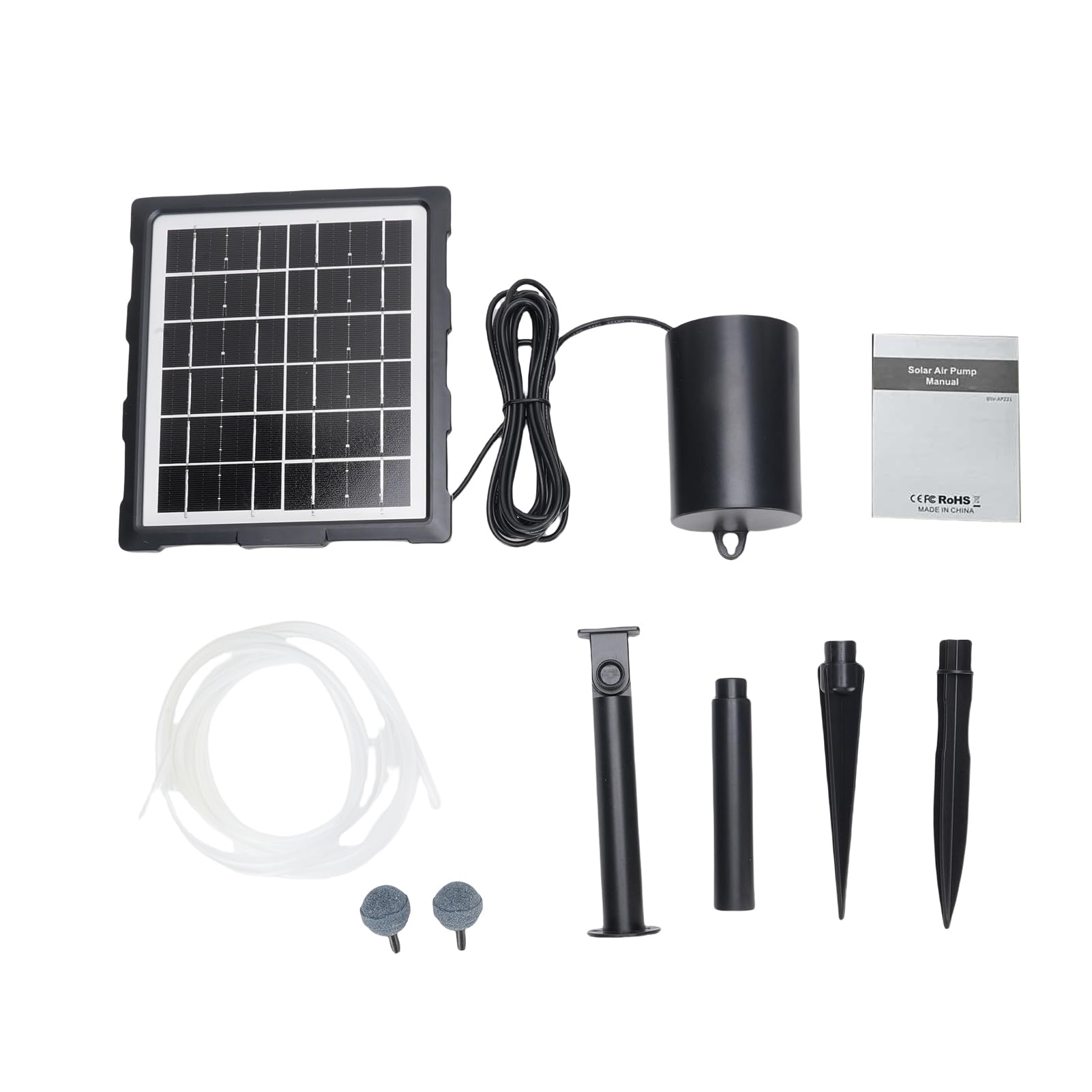 Naroote Batteria da 2400 MAh, Pompa Aeratore a Ossigeno Solare con Autonomia di 60 Ore, per Acquario, Pesci, Laghetto, 3 modalità, IP65, Ossigenazione dell'acqua con Pannello Solare, Aerazione