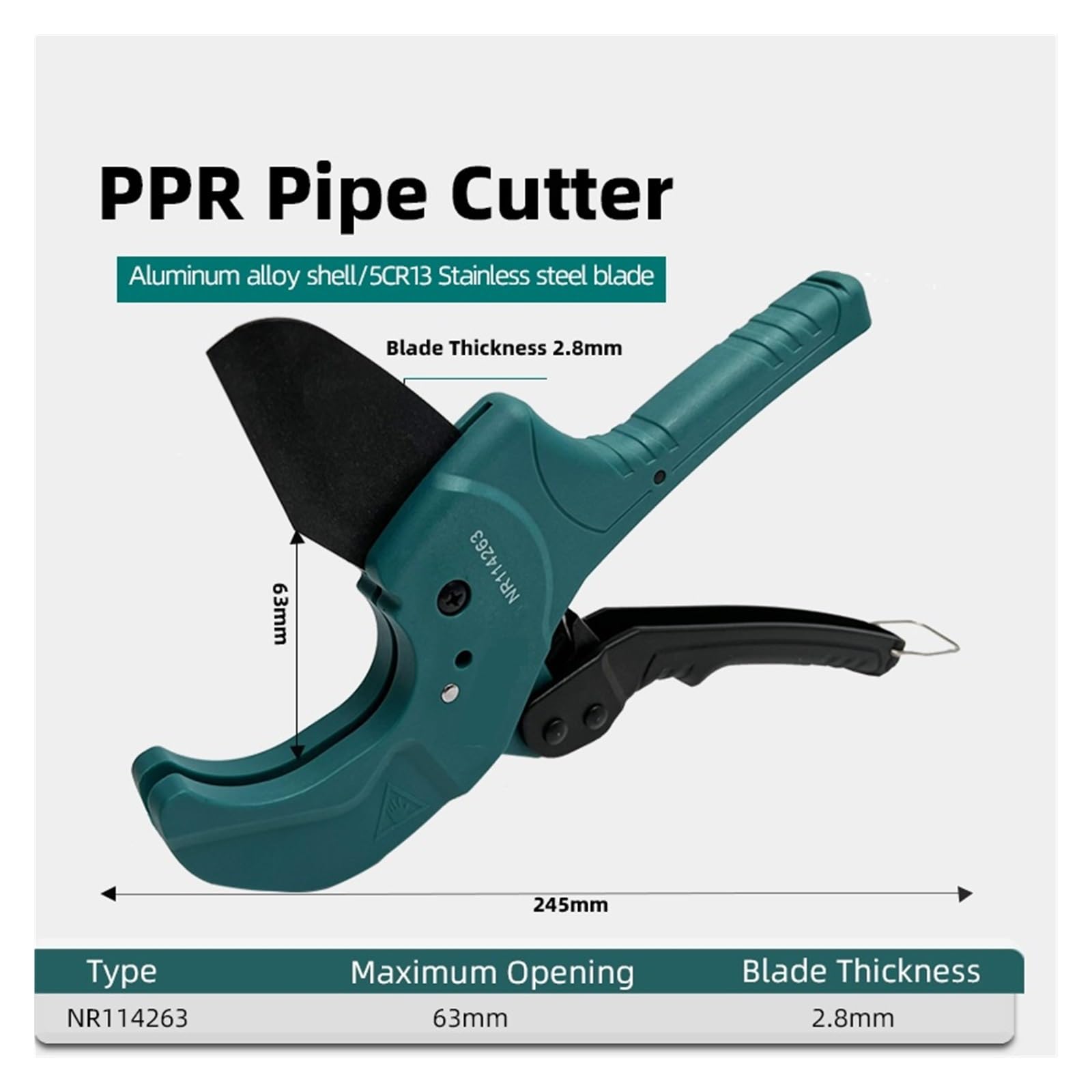 Cortador De Tubos 63mm, Cuerpo Aleación Aluminio, Tijeras Trinquete, Herramientas Manuales Corte Mangueras PVC/PU/PP/PE Alta Calidad De Corte(Cutter)