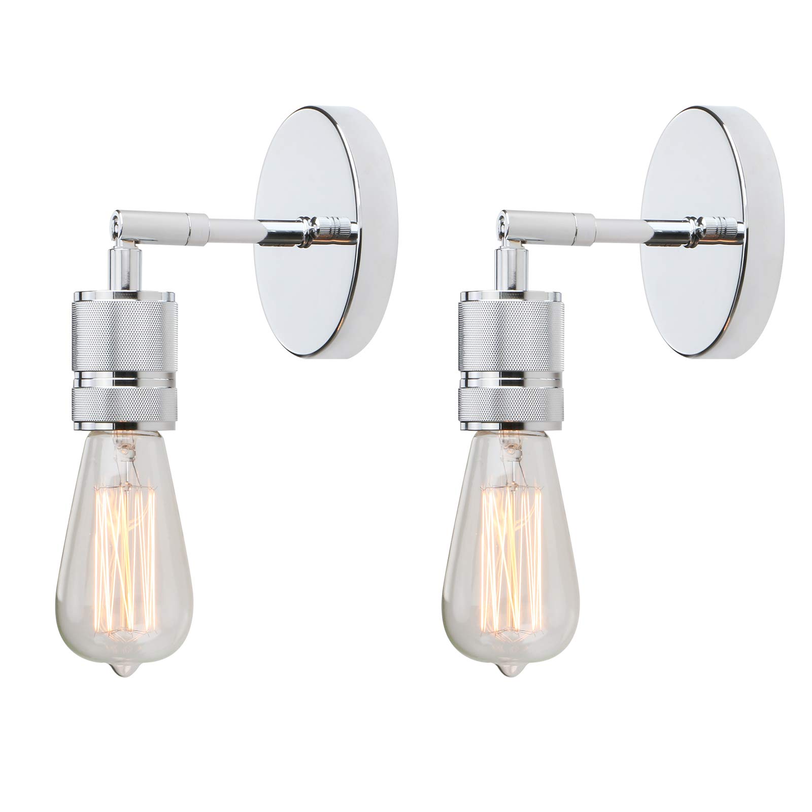 Yosoan Lighting Set of 2 Vintage Up/Down Wall Light Industrial Antique Wall Lamp Fitting Fixtures,Wall Sconce Lamp for Kitchen Dining Room Bedroom Bar Restaurants (Chrome) โ image 1