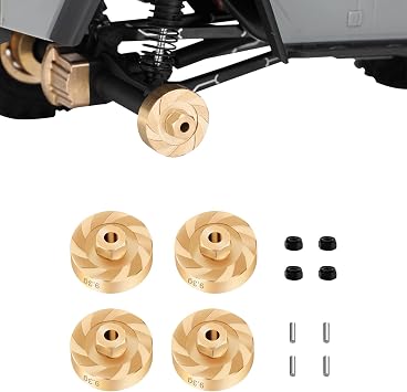 Brass Extended Wheel Spacers Hex Adaptor Counterweight Wheel Weights Brass Wheel Hubs for SCX24 Upgrades 1/24 RC Crawler Car