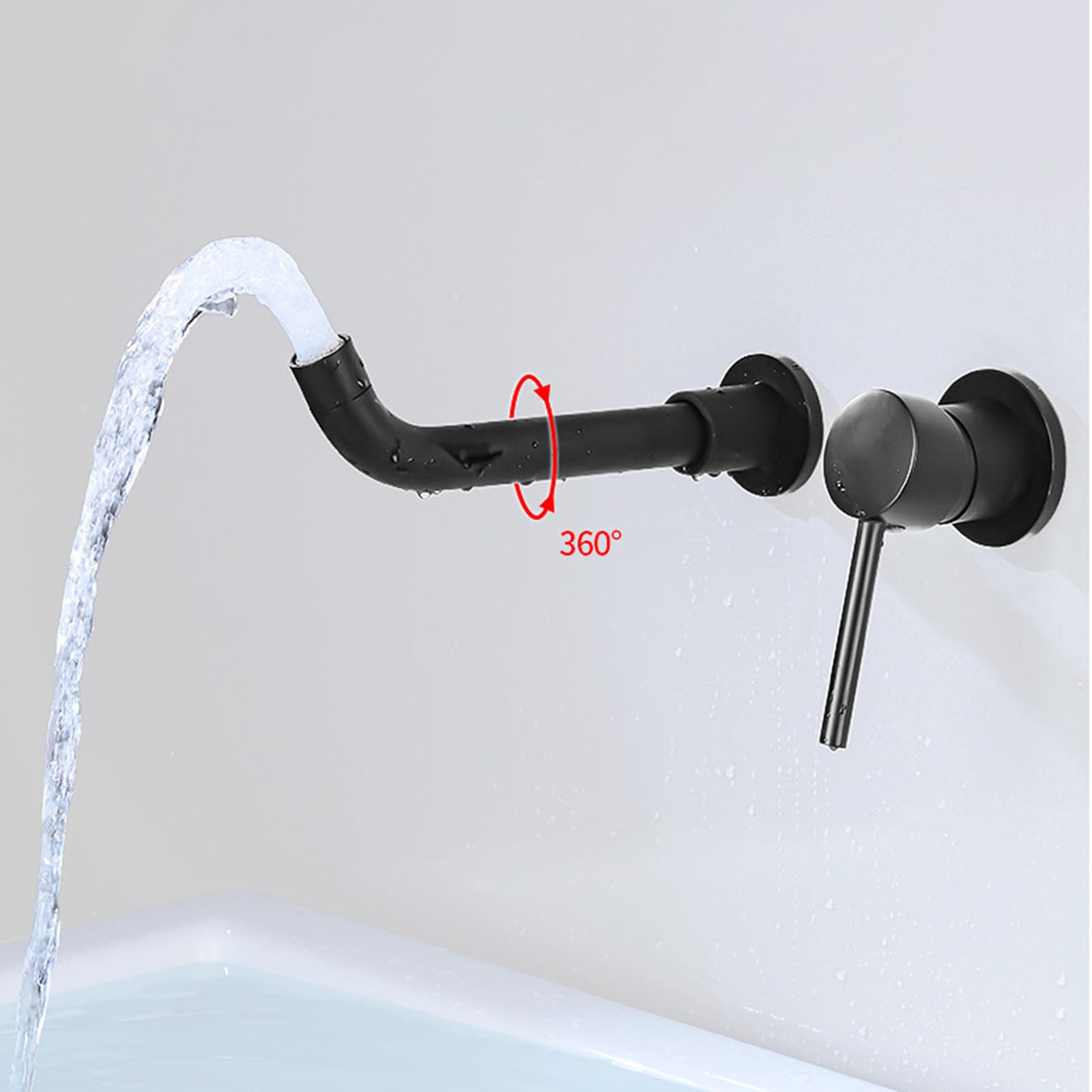 XJTNLB Grifo de Pared Lavabo Laton Griferia Baño Rotación de 360° Grifo Baño Grifería Lavabo Asa Única,Cromo,Un Carácter Manija