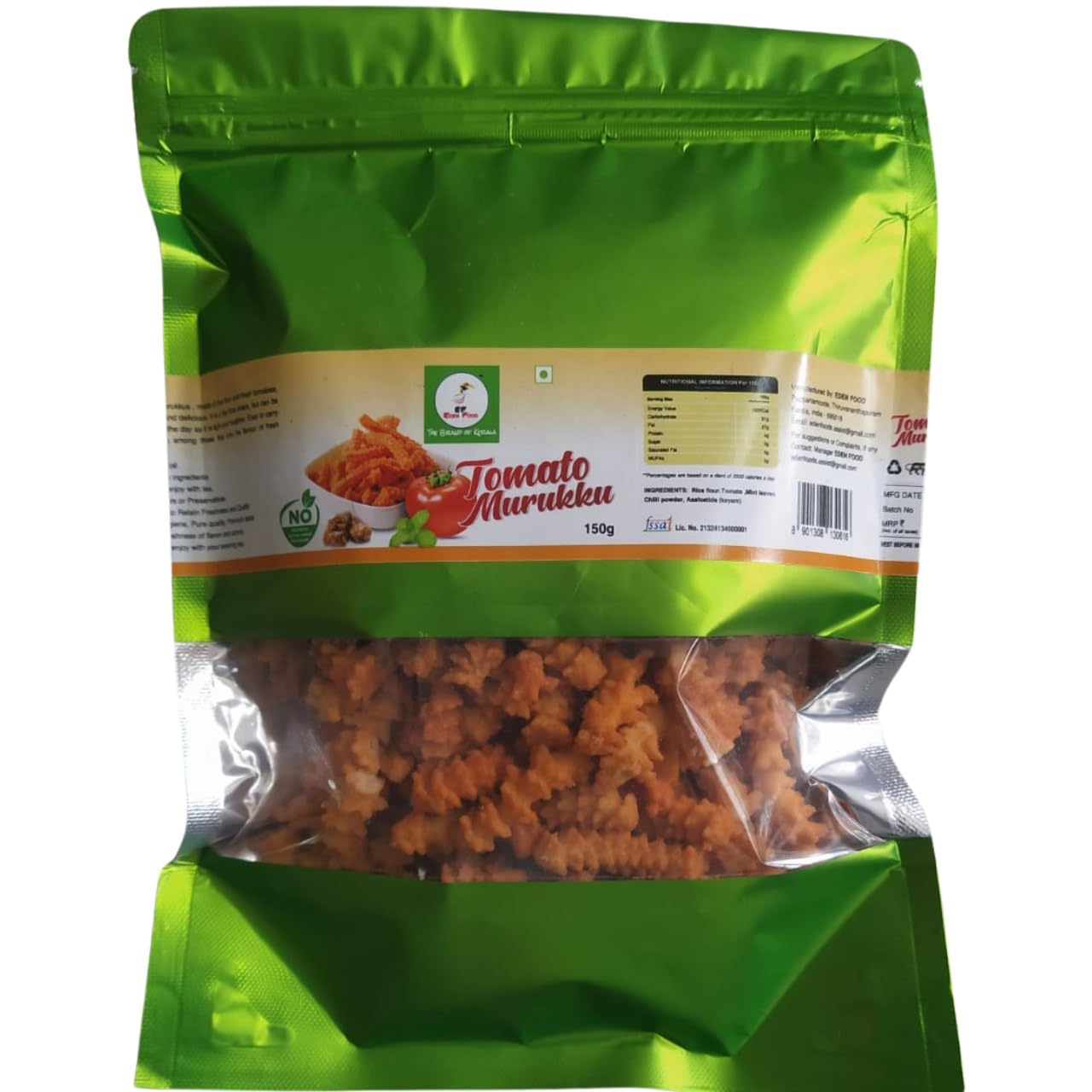 TOMATO MURUKKU 150 GM | KERALA SPECIAL FLAVOUR THAKKALI MURUKU | BEST KERALA SNACKS | SPICY MOUTH WATERING TASTE | NO ARTIFICIAL FLAVOUR | AN EDEN FOOD PRODUCT - BRAND OF KERALA !!! 150 G (B0D9NZJSQT) Amazon Price History, Amazon Price Tracker