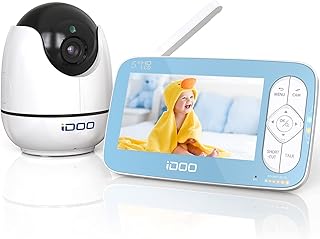 iDOO Baby Monitor, Baby Monitor with Camera and Audio 720P, Baby Monitor no WiFi with Night Vision, 5" HD Display, Remote Pan-Tilt-Zoom, 900 ft Long Range, Two-Way Talk, Room Temperature, Lullabies