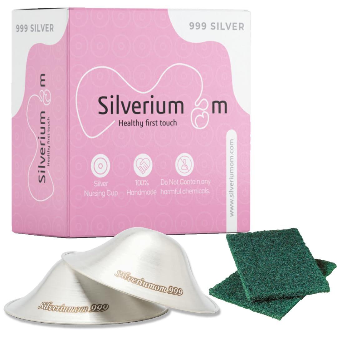 Silveriumom Nursing Cups 999 Carat - Nipple Soothers for Breastfeeding Mothers - 100% Pure Silver and Handmade (Regular)